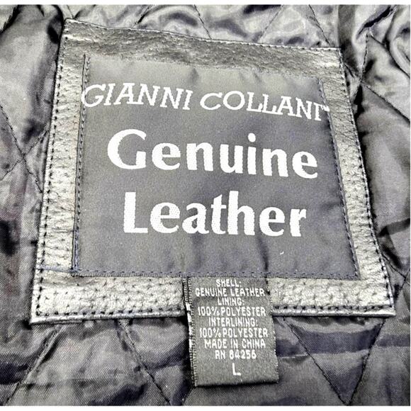 Gianni Collani Black Leather Insulated Bomber Jacket Quilted Lining Men's L - Picture 7 of 7